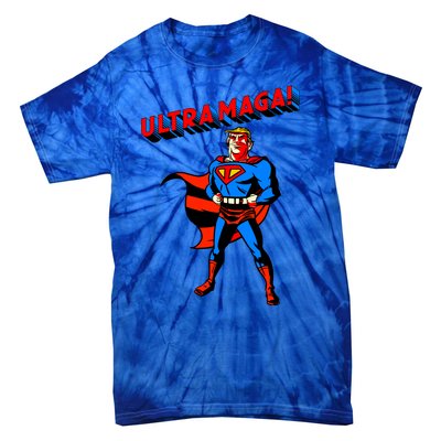 Ultra MAGA Superhero Parody Trump 2024 Anti Biden Tie-Dye T-Shirt