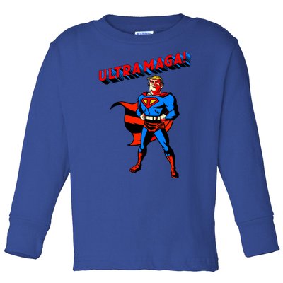 Ultra MAGA Superhero Parody Trump 2024 Anti Biden Toddler Long Sleeve Shirt