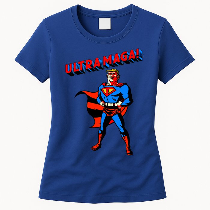 Ultra MAGA Superhero Parody Trump 2024 Anti Biden Women's T-Shirt