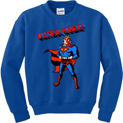 Ultra MAGA Superhero Parody Trump 2024 Anti Biden Kids Sweatshirt