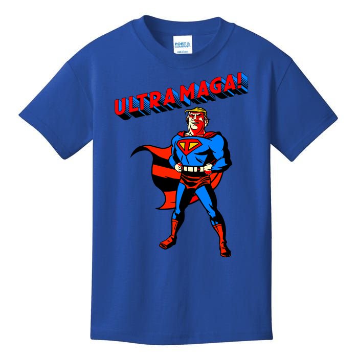 Ultra MAGA Superhero Parody Trump 2024 Anti Biden Kids T-Shirt