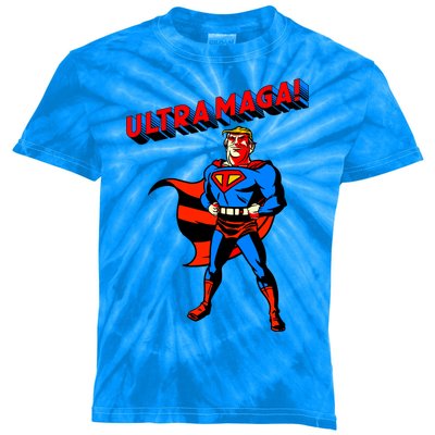 Ultra MAGA Superhero Parody Trump 2024 Anti Biden Kids Tie-Dye T-Shirt