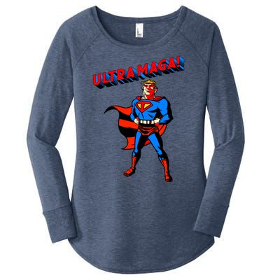 Ultra MAGA Superhero Parody Trump 2024 Anti Biden Women's Perfect Tri Tunic Long Sleeve Shirt