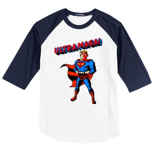 Ultra MAGA Superhero Parody Trump 2024 Anti Biden Baseball Sleeve Shirt