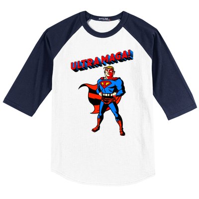 Ultra MAGA Superhero Parody Trump 2024 Anti Biden Baseball Sleeve Shirt