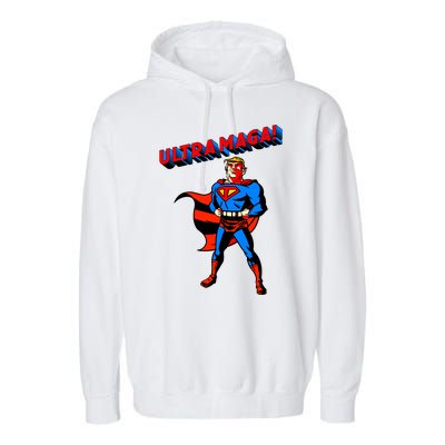 Ultra MAGA Superhero Parody Trump 2024 Anti Biden Garment-Dyed Fleece Hoodie