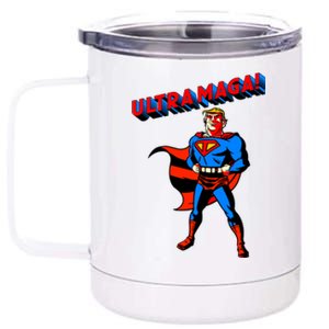 Ultra MAGA Superhero Parody Trump 2024 Anti Biden 12 oz Stainless Steel Tumbler Cup