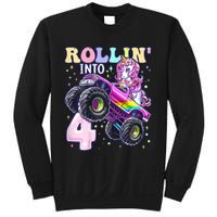 Unicorn Monster Truck 4th Birthday 4 Year Old Party Sweatshirt