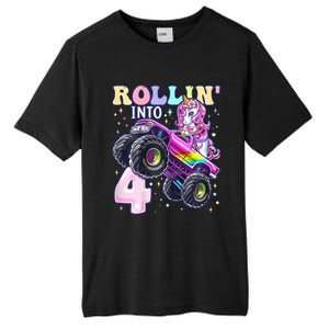 Unicorn Monster Truck 4th Birthday 4 Year Old Party Tall Fusion ChromaSoft Performance T-Shirt