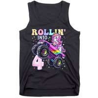 Unicorn Monster Truck 4th Birthday 4 Year Old Party Tank Top