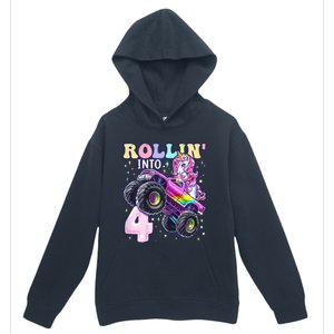 Unicorn Monster Truck 4th Birthday 4 Year Old Party Urban Pullover Hoodie