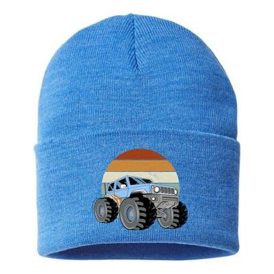 Unique Monster Truck Funny Gift Retro Vintage Meaningful Gift Sustainable Knit Beanie