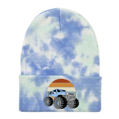 Unique Monster Truck Funny Gift Retro Vintage Meaningful Gift Tie Dye 12in Knit Beanie