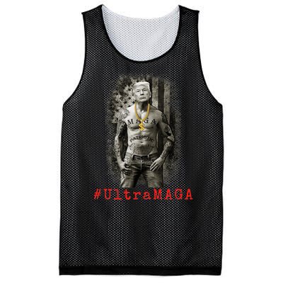 Ultra MAGA Trump The Great MAGA King Funny Gangster Mesh Reversible Basketball Jersey Tank