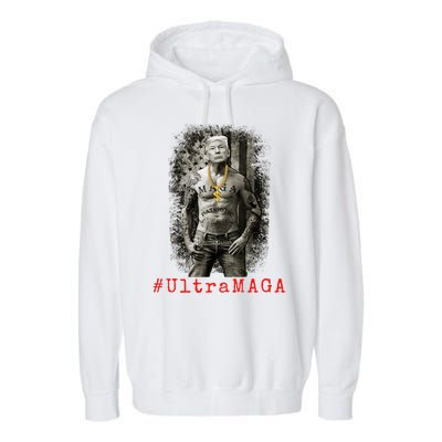 Ultra MAGA Trump The Great MAGA King Funny Gangster Garment-Dyed Fleece Hoodie