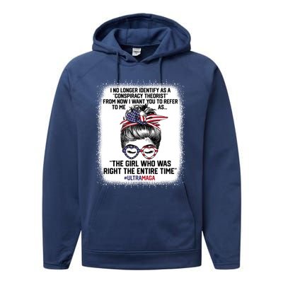 Ultra Maga Trump Was Right Entire Time Bleached Meaningful Gift Performance Fleece Hoodie