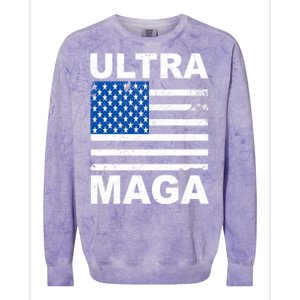 Ultra Maga Trump USA Flag Colorblast Crewneck Sweatshirt