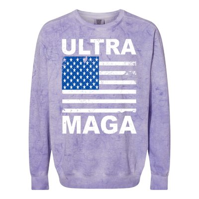 Ultra Maga Trump USA Flag Colorblast Crewneck Sweatshirt