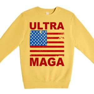 Ultra Maga Trump USA Flag Premium Crewneck Sweatshirt