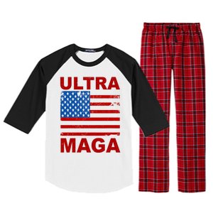 Ultra Maga Trump USA Flag Raglan Sleeve Pajama Set