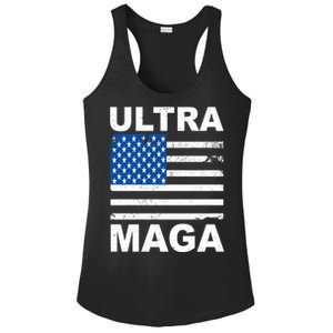 Ultra Maga Trump USA Flag Ladies PosiCharge Competitor Racerback Tank