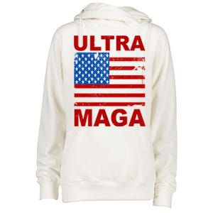 Ultra Maga Trump USA Flag Womens Funnel Neck Pullover Hood