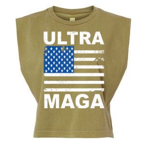 Ultra Maga Trump USA Flag Garment-Dyed Women's Muscle Tee