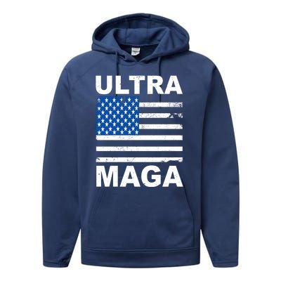 Ultra Maga Trump USA Flag Performance Fleece Hoodie