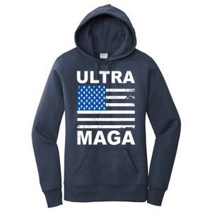 Ultra Maga Trump USA Flag Women's Pullover Hoodie