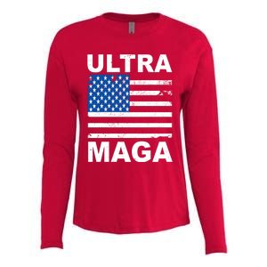 Ultra Maga Trump USA Flag Womens Cotton Relaxed Long Sleeve T-Shirt