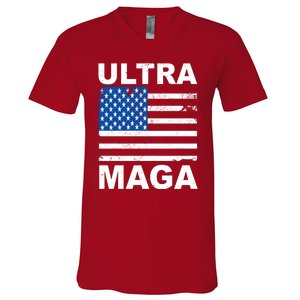 Ultra Maga Trump USA Flag V-Neck T-Shirt