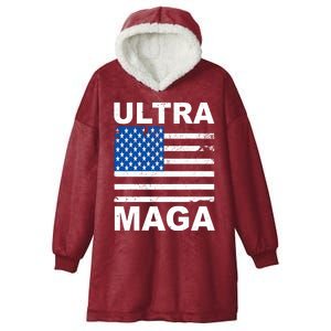 Ultra Maga Trump USA Flag Hooded Wearable Blanket