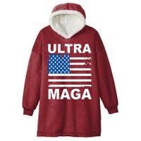 Ultra Maga Trump USA Flag Hooded Wearable Blanket