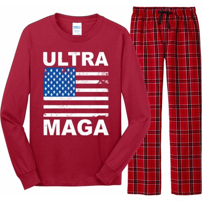 Ultra Maga Trump USA Flag Long Sleeve Pajama Set