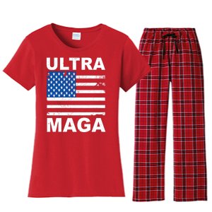 Ultra Maga Trump USA Flag Women's Flannel Pajama Set