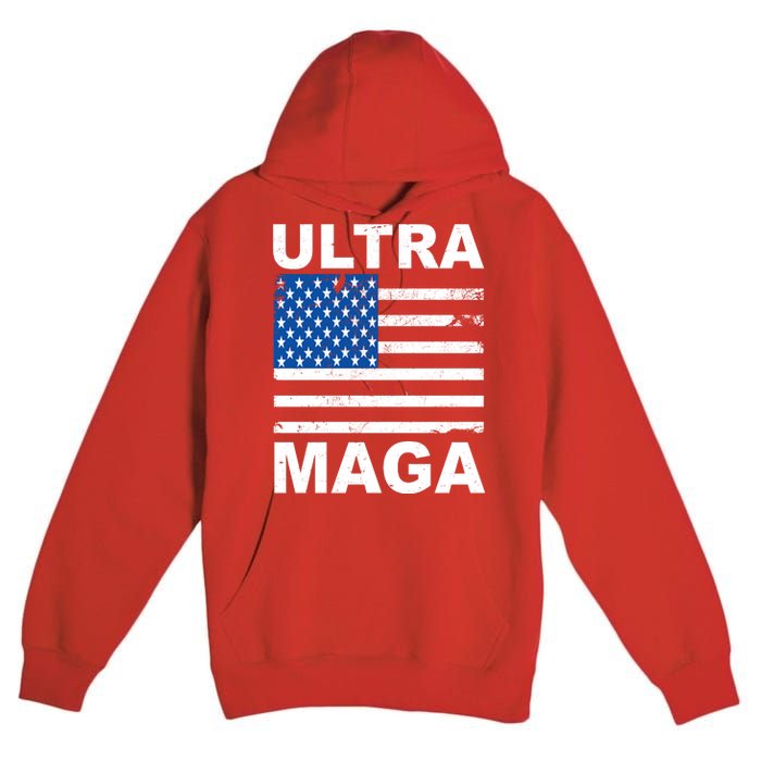 Ultra Maga Trump USA Flag Premium Pullover Hoodie