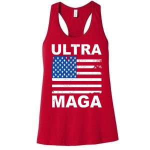 Ultra Maga Trump USA Flag Women's Racerback Tank