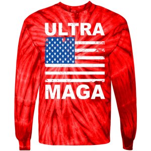 Ultra Maga Trump USA Flag Tie-Dye Long Sleeve Shirt