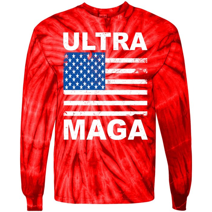 Ultra Maga Trump USA Flag Tie-Dye Long Sleeve Shirt