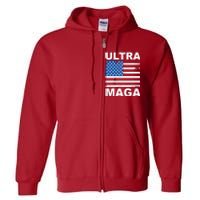 Ultra Maga Trump USA Flag Full Zip Hoodie