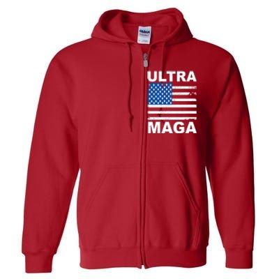 Ultra Maga Trump USA Flag Full Zip Hoodie