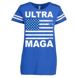 Ultra Maga Trump USA Flag Enza Ladies Jersey Football T-Shirt