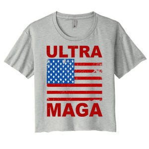 Ultra Maga Trump USA Flag Women's Crop Top Tee