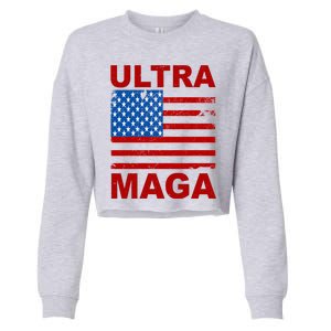 Ultra Maga Trump USA Flag Cropped Pullover Crew