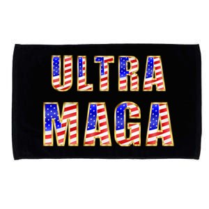 Ultra MAGA USA Gold Flag Font Trump 2024 Anti Biden Microfiber Hand Towel