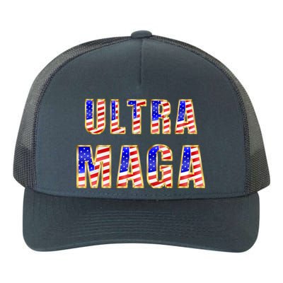 Ultra MAGA USA Gold Flag Font Trump 2024 Anti Biden Yupoong Adult 5-Panel Trucker Hat