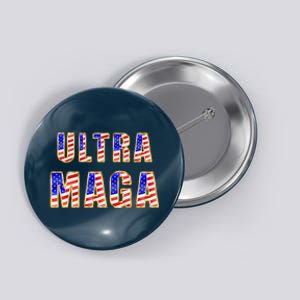 Ultra MAGA USA Gold Flag Font Trump 2024 Anti Biden Button