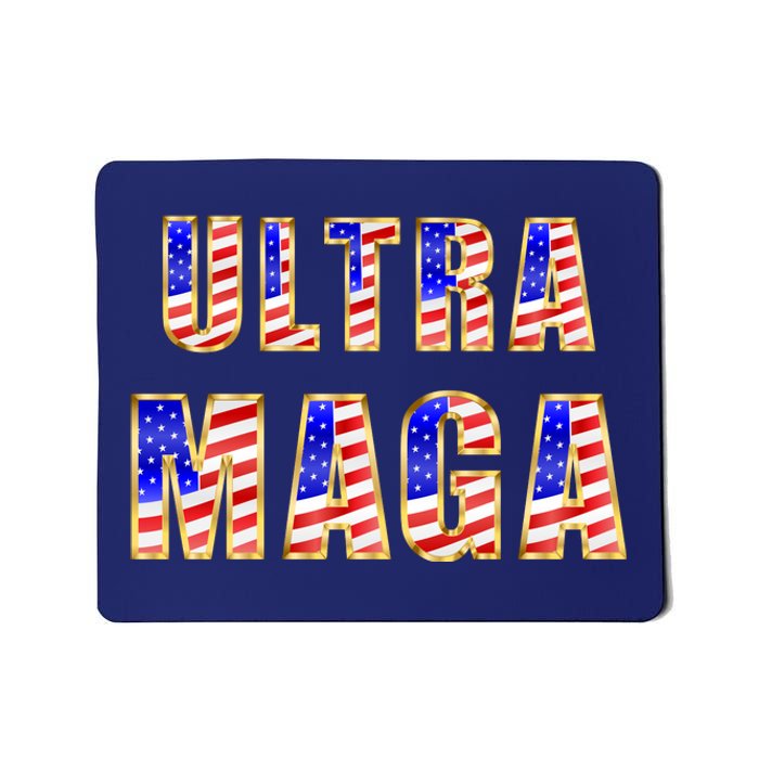 Ultra MAGA USA Gold Flag Font Trump 2024 Anti Biden Mousepad