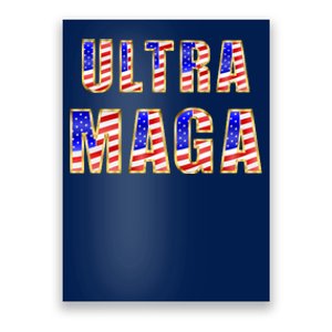 Ultra MAGA USA Gold Flag Font Trump 2024 Anti Biden Poster