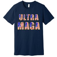 Ultra MAGA USA Gold Flag Font Trump 2024 Anti Biden Premium T-Shirt